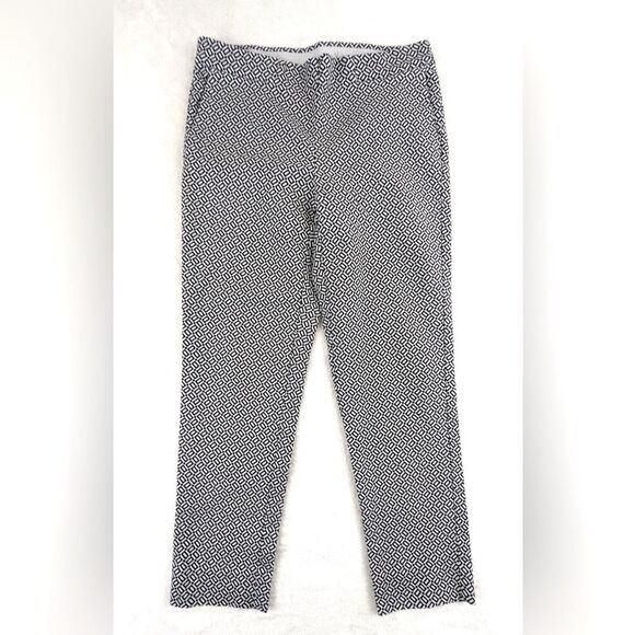 J JILL Geo Print Essential Slim Ankle Pants Womens 12 Straight Leg Office Travel - Picture 2 of 15